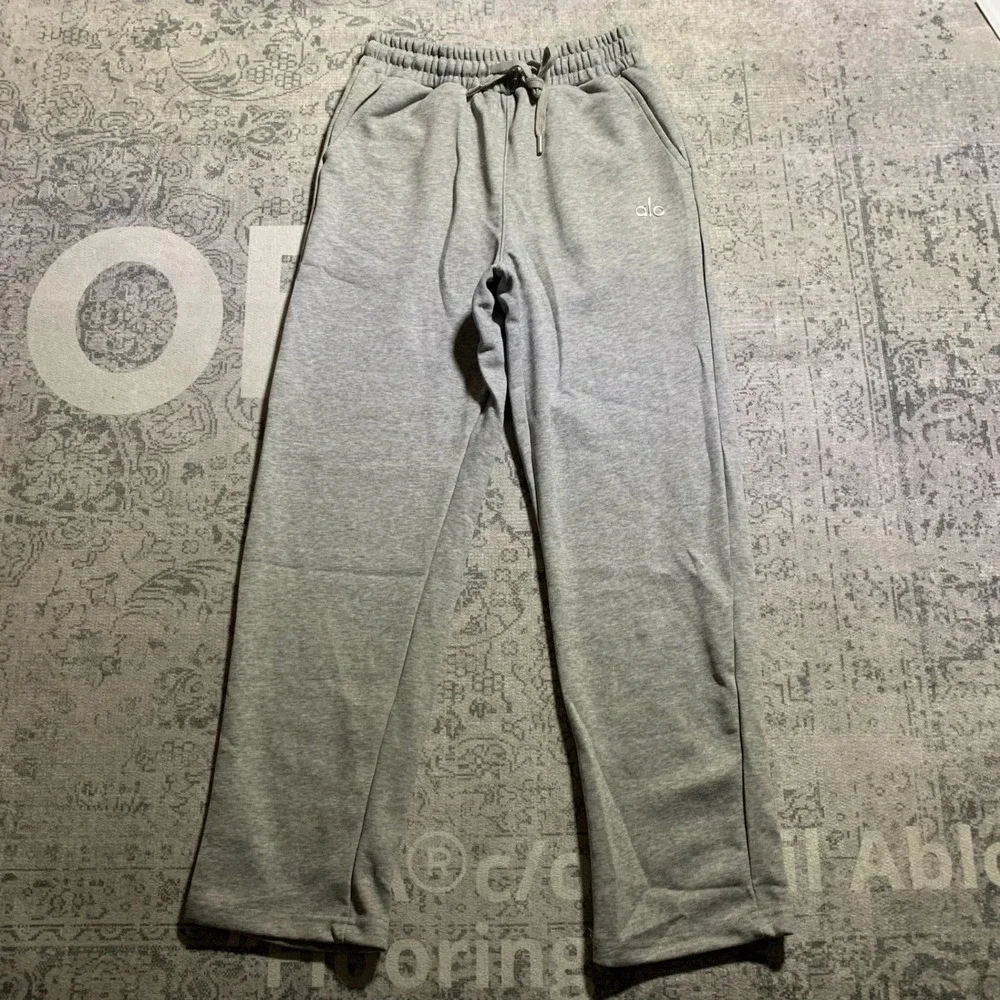 Alo Yoga Grey Hoodie and Open Leg Sweatpants Set Medium Lounge Sweatsuit